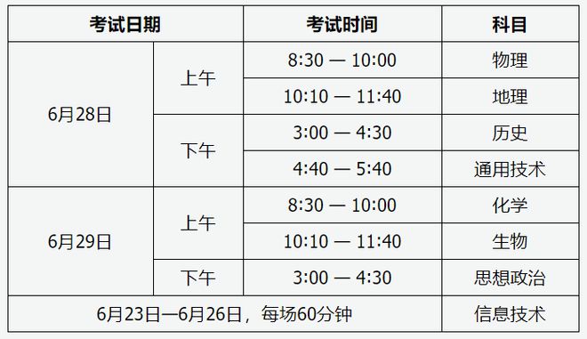 高考考试时间安排及其影响
